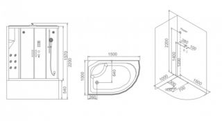 SSWW BU103B R Душевая кабина 1500X1000X2250 SSWW BU103B R Душевая кабина 1500X1000X2250