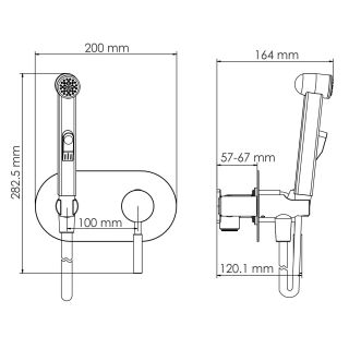 Гигиенический душ со смесителем WasserKRAFT Gollach 3303H чёрный матовый