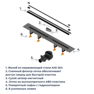 Душевой лоток RGW SDR-55B 79215580-04 80 см обрезной
