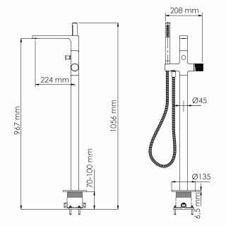 Напольный смеситель для ванны WasserKRAFT Mosel 4621 хром