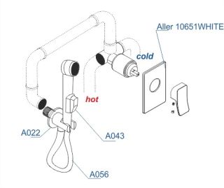 Гигиенический душ со смесителем WasserKRAFT A010656W со шлангом 100 см хром/белый