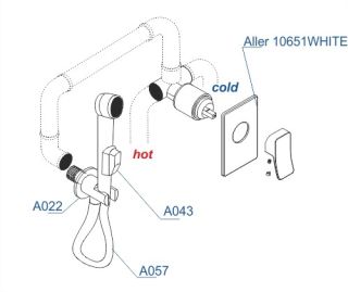 Гигиенический душ со смесителем WasserKRAFT A010657W со шлангом 120 см хром/белый