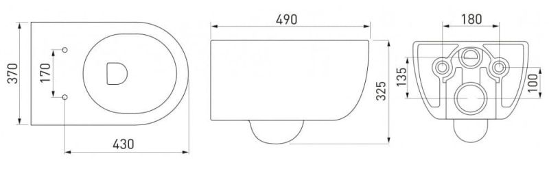 Комплект Berges 4в1 043232: инсталляция NOVUM525 кнопка L5 SoftTouch чёрная унитаз EGO Rimless сиденье Toma SO