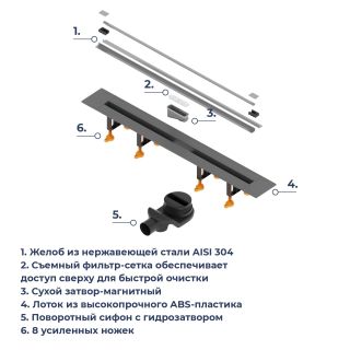 Душевой лоток RGW SDR-55 79215580-01 80 см обрезной