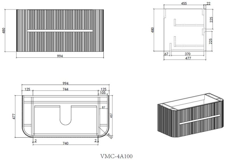 База под раковину Vincea Alto 1000 подвесная, 2 выкатных ящика soft close, светло-серый матовыйсветло-серый База под раковину Vincea Alto 1000 подвесная, 2 выкатных ящика soft close, светло-серый матовыйсветло-серый