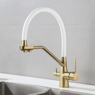 Смеситель для кухни с гибким изливом и подключением фильтра Maretti Eleganza GOLD ENG31RGF13, золотой сатин Смеситель для кухни с гибким изливом и подключением фильтра Maretti Eleganza GOLD ENG31RGF13, золотой сатин