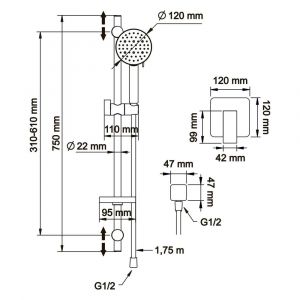 Душевой комплект Swedbe Platta 5552B чёрный