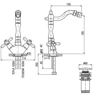 Смеситель для биде Rav Slezak Morava MK421.5/9SM бронза