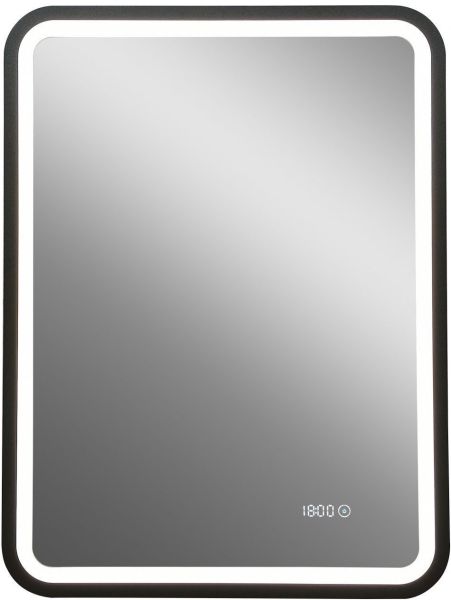 Зеркало с подсветкой и часами Art&Max Genova 60x80см чёрный AM-Gen-600-800-S-F-Т
