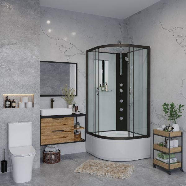 Душевая кабина Niagara NG-6708-14BKTG с гидромассажем 90x90см чёрный/прозрачное