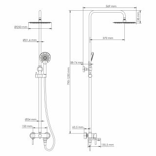Душевая стойка WasserKRAFT A14201.14 никель