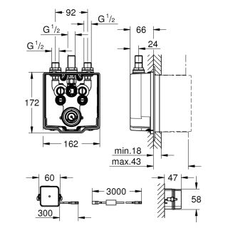 Скрытая часть термостата для душа Grohe Eurosmart Cosmopolitan E Special 36459000GR питание от сети