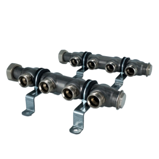 Коллекторная группа, ELSEN, 1, 4 контура, размер отвода-3/4, PN, бар-6, T°C -от 0 до +90, EMi01.04, без вентилей и расходомеров, нержавеющая сталь