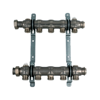 Коллекторная группа, ELSEN, 1, 5 контуров, размер отвода-3/4, PN, бар-6, T°C -от 0 до +90, EMi01.05, без вентилей и расходомеров, нержавеющая сталь