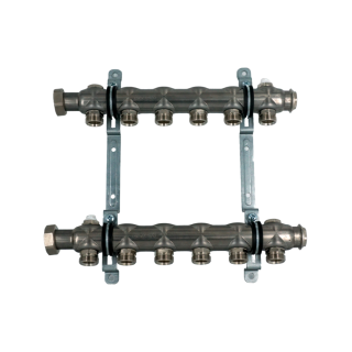 Коллекторная группа, ELSEN, 1, 6 контуров, размер отвода-3/4, PN, бар-6, T°C -от 0 до +90, EMi01.06, без вентилей и расходомеров, нержавеющая сталь