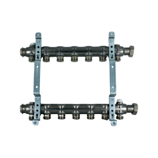 Коллекторная группа, ELSEN, 1, 7 контуров, размер отвода-3/4, PN, бар-6, T°C -от 0 до +90, EMi01.07, без вентилей и расходомеров, нержавеющая сталь