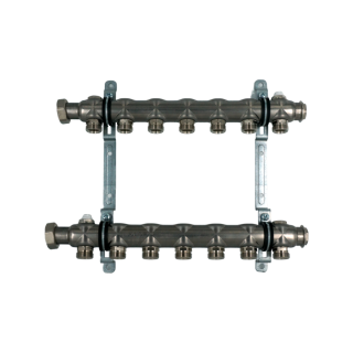 Коллекторная группа, ELSEN, 1, 7 контуров, размер отвода-3/4, PN, бар-6, T°C -от 0 до +90, EMi01.07, без вентилей и расходомеров, нержавеющая сталь