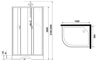 Душевая кабина Niagara NG-3512-14RBKTG с гидромассажем 120x80см серебро/тонированное