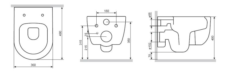 Подвесной унитаз Damixa Sirius DX86C1800SC безободковый  с функцией биде