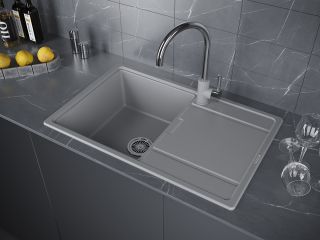 Мойка кухонная Paulmark Flugen PM217850-GRM серый металлик