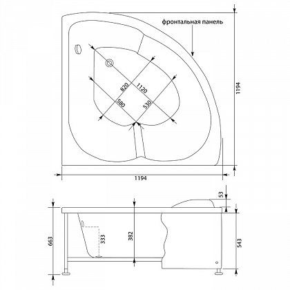 Карниз для ванны Aquanet Fregate 120х120 полукруглый