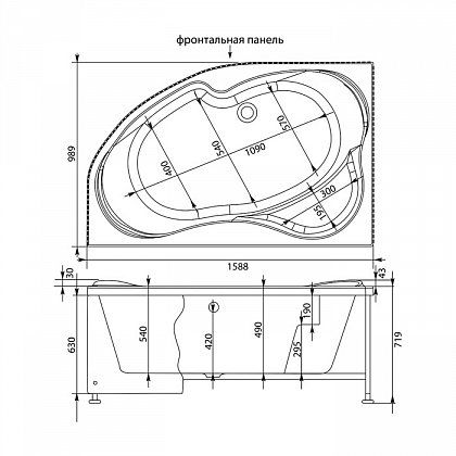 Панель фронтальная Aquanet Capri 160 L черная