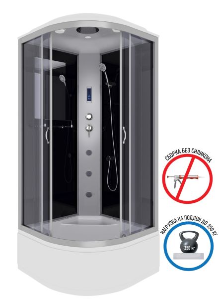Душевая кабина Niagara NG-2507-14F с гидромассажем 80x80см серебро/тонированное
