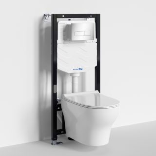 Система инсталляции с унитазом WasserKRAFT Aller 10TLT.010.ME.CH03.H001 кнопка смыва хром