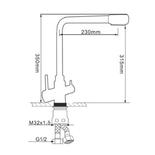 Смеситель для кухни Melana MELANA-F9505HB с переключателем на фильтр графит Смеситель для кухни Melana MELANA-F9505HB с переключателем на фильтр графит