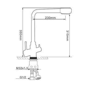 Смеситель для кухни Melana MELANA-F9505HC с переключателем на фильтр бронза