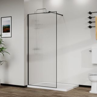 Душевая перегородка Azario Walk-in AZ-271-100-MB-CRF 100 см профиль чёрный матовый золото стекло рифлёное