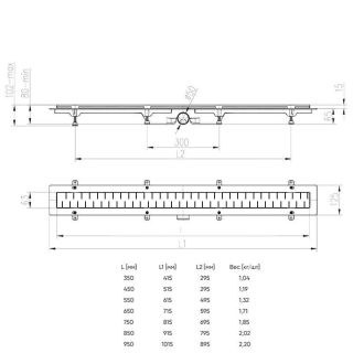 Душевой лоток Azario Medium AZ-CH 850/50 MC 85 см