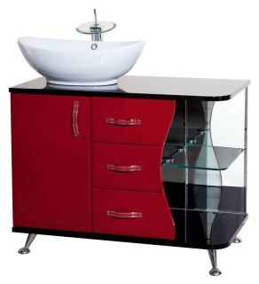 Тумба под раковину Bellezza Рио 90см левая красный/чёрный 00000001449 Тумба под раковину Bellezza Рио 90см левая красный/чёрный 00000001449