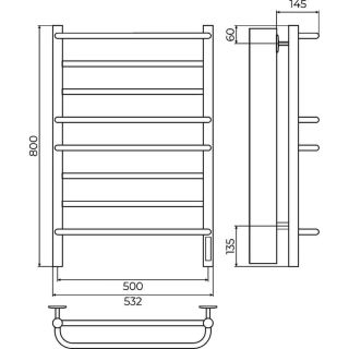 Полотенцесушитель электрический Terminus Евромикс 4670078554598 П8 50х80 см белый матовый