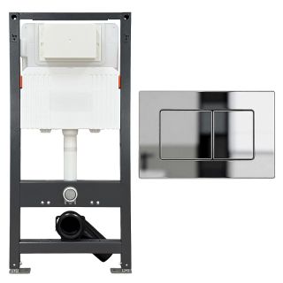 Azario IN-500G+IN-005.03 Инсталляция для подвесного унитаза с хром глянцевой кнопкой смыва