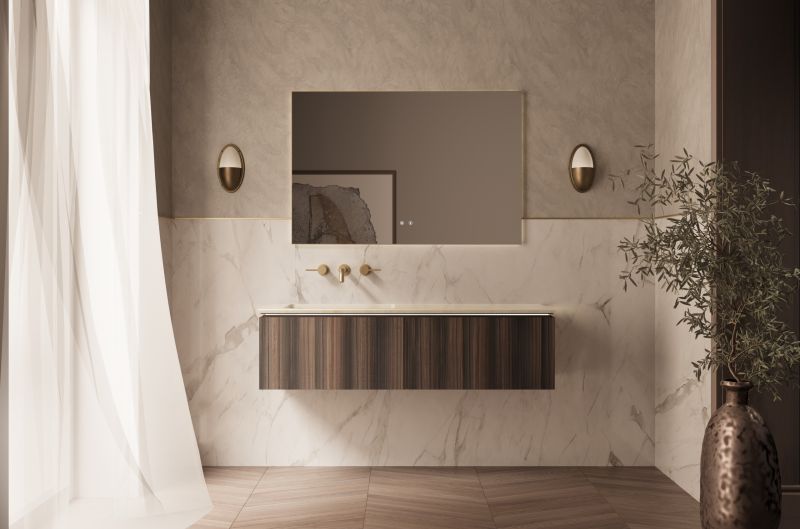 База под раковину Vincea Luxe 1400 подвесная, 2 выкатных ящика soft close, шпон натуральный орех База под раковину Vincea Luxe 1400 подвесная, 2 выкатных ящика soft close, шпон натуральный орех