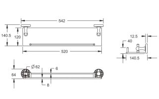 Полка стеклянная Rose RG1019Q 55см бронза Полка стеклянная Rose RG1019Q 55см бронза