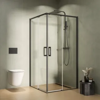 Душевой уголок Kerama Marazzi Линдо LN.100.SSD.BLK.M 100x100 см профиль чёрный стекло матовое