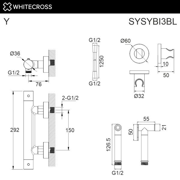 Гигиенический душ WHITECROSS Y SYSYBI3GLB брашированное золото