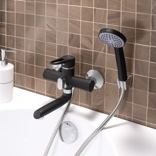 Смеситель для ванны с душем РМС SL77BL-009E чёрный Смеситель для ванны с душем РМС SL77BL-009E чёрный