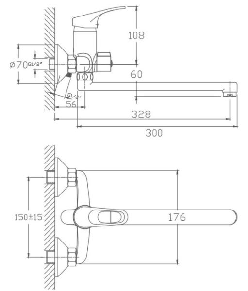 Смеситель для ванны Haiba HB2213 хром