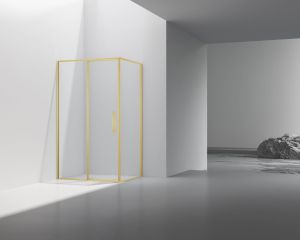 Душевой уголок Slim 8mm VSR-4SLP9012CLG, 1200*900, брашированное золото, стекло прозрачное