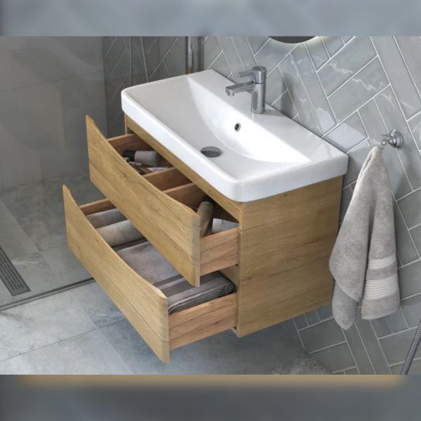Тумба под раковину подвесная Velvex Clay tp.CLA.9595.80.2Y дуб верона, 80 см