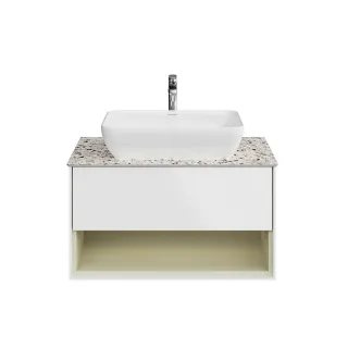Тумба под раковину Kerama Marazzi Плаза Модерн KMPMCb80MSg1 с подсветкой 80 см белый матовый/шалфей