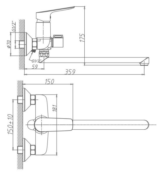 Смеситель для ванны Haiba HB22506 хром