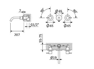 Смеситель для раковины Cezares Лист (Leaf) LEAF-BLI3L-20-L-01-W0 хром