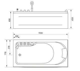Акриловая ванна Gemy G9006-1.7 B L 172x77x65 Акриловая ванна Gemy G9006-1.7 B L 172x77x65