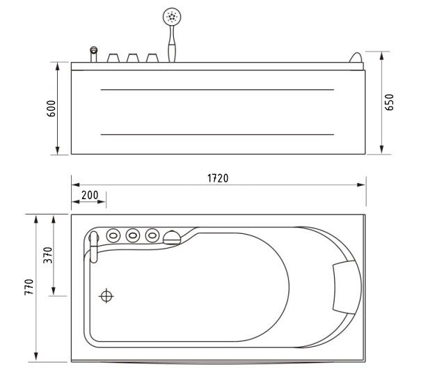 Акриловая ванна Gemy G9006-1.7 B L 172x77x65 Акриловая ванна Gemy G9006-1.7 B L 172x77x65