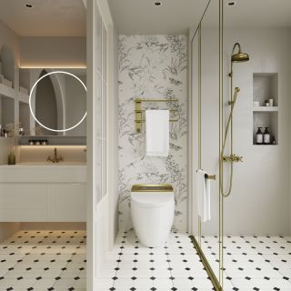 Полотенцесушитель электрический AQUAme AQM3113BG 52x38 см c терморегулятором золото брашированное