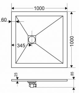 Душевой поддон Grossman Strong GR-S29090Q 90x90см графит